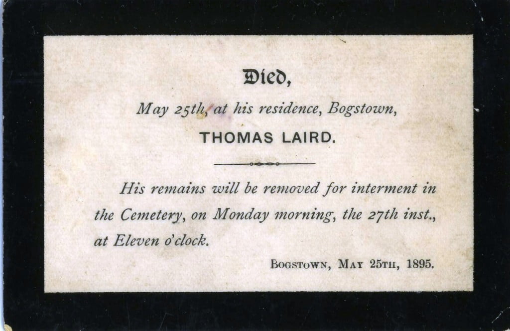 Thomas Laird - 1895 Funeral Card