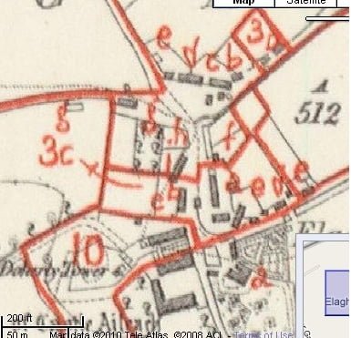 Griffiths Valuation in 1854 map